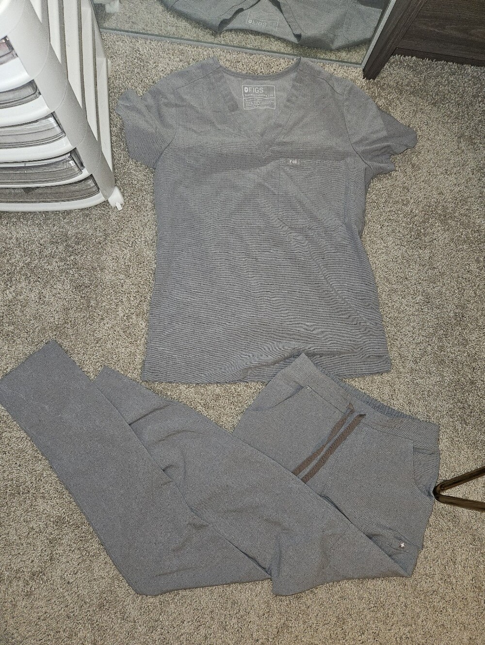 Figs Graphite Grey Scrub Set Top + Bottom